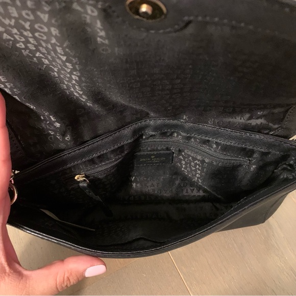 Kate Spade Black Leather Purse with Gold Chain & Black Leather Crossbody Strap - Picture 10 of 16